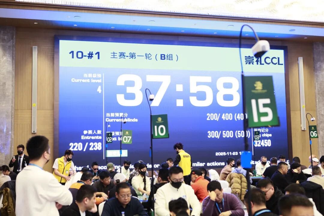 【EV扑克】CCL崇礼|主赛第一轮B组274人参赛,杨星领衔86人晋级