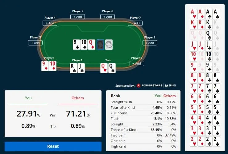 【EV扑克】2024年巴塞罗那EPT电影级牌局:冷跟3-bet后翻牌三人击中强牌,胜率反转与底池权益的极致演绎