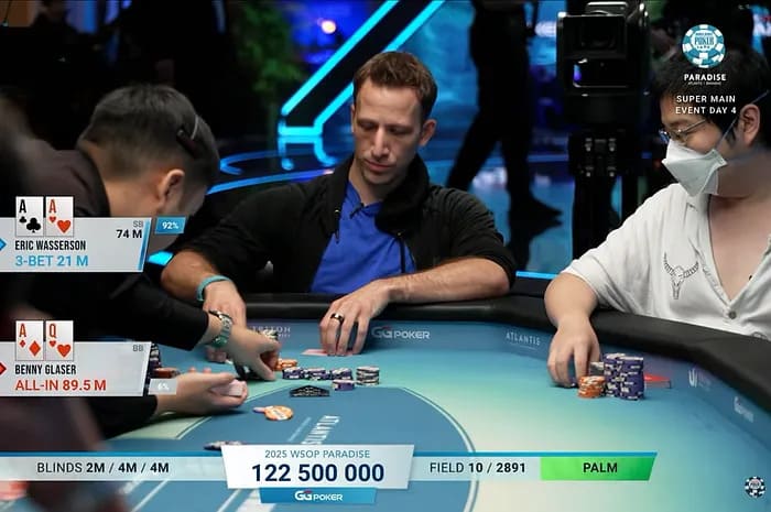 【EV扑克】WSOP天堂岛超级主赛最下头一刻:职牌拿AA故意长考1分钟!