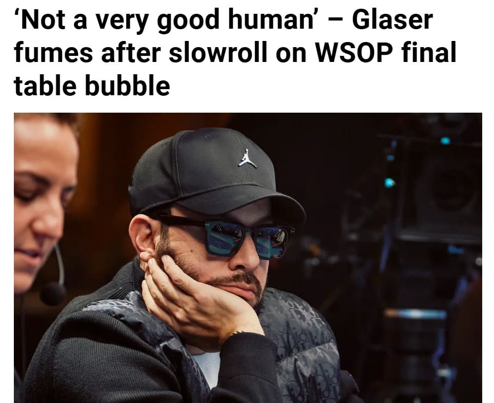 【EV扑克】WSOP天堂岛超级主赛最下头一刻:职牌拿AA故意长考1分钟!